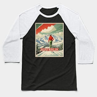 Ski Australia Vintage Travel Poster Baseball T-Shirt